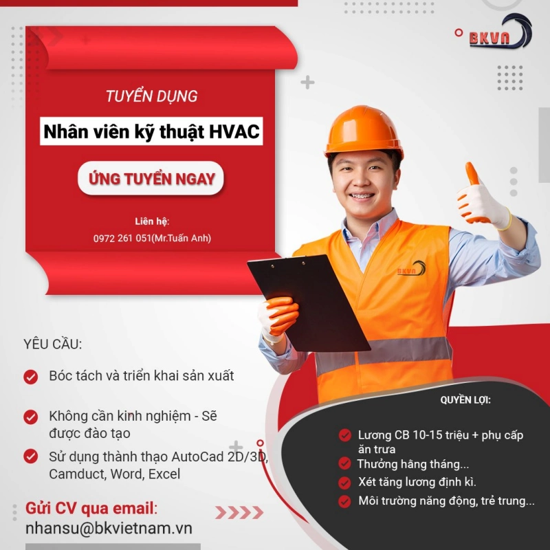 Tuyển dụng kĩ thuật HVAC tại Hà Nội